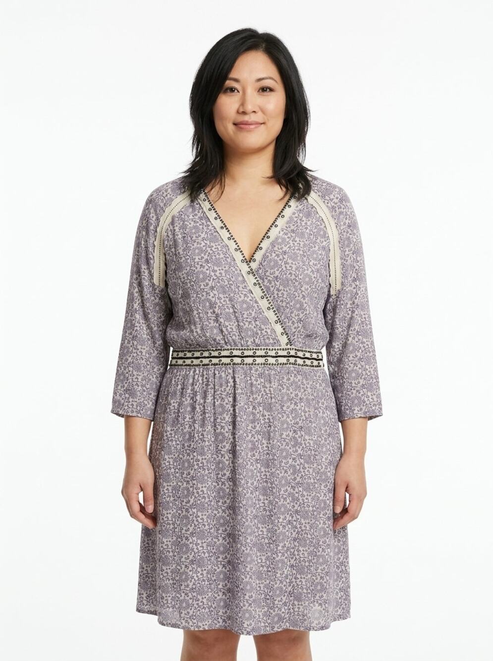 DAY Birger Mikkelsen 100% Silk Gray Wrap Knee Length Dress Women Size 42